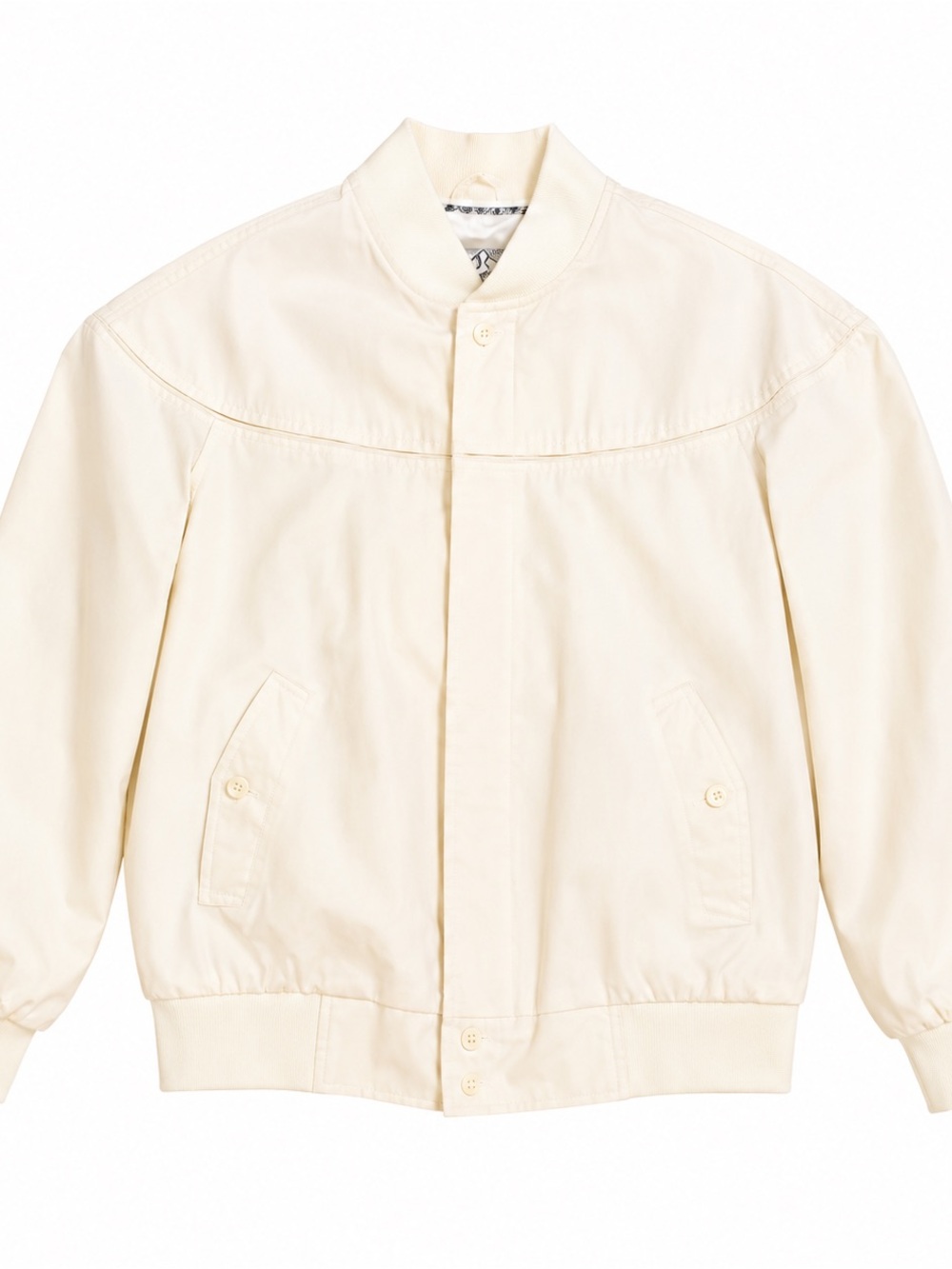 Munsingwear Vintage Cream Bomber Jacket Size Medium Snap Front Lightweight